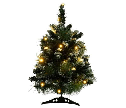 Árbol de Navidad preiluminado con luces y soporte verde 60 cm