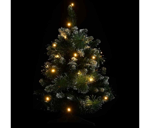 Árbol de Navidad preiluminado con luces y soporte verde 60 cm