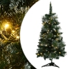 Árbol de Navidad preiluminado con luces y soporte verde 90 cm