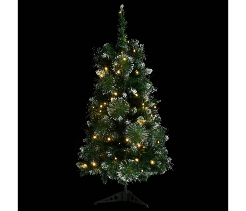 Árbol de Navidad preiluminado con luces y soporte verde 90 cm