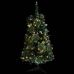 Árbol de Navidad preiluminado con luces y soporte verde 90 cm