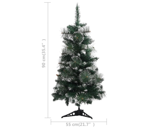 Árbol de Navidad preiluminado con luces y soporte verde 90 cm