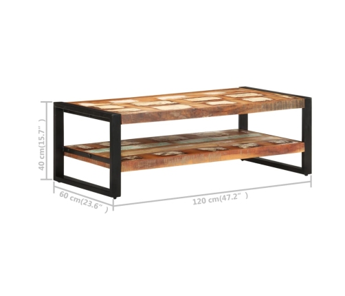 vidaXL Mesa de centro madera maciza reciclada 120x60x40 cm