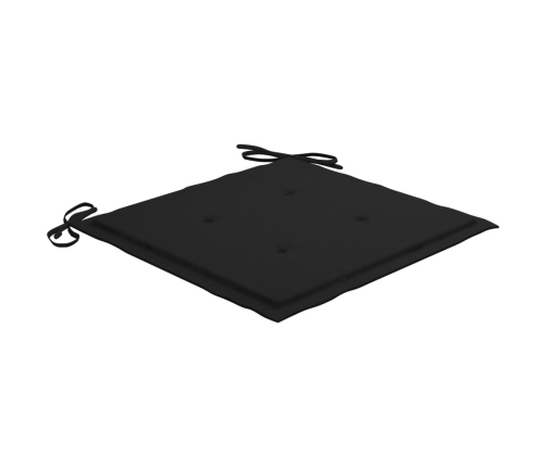 Sillas de jardín 6 uds madera maciza de teca cojines negro