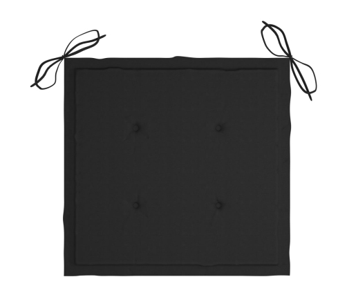 Sillas de jardín 6 uds madera maciza de teca cojines negro