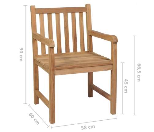 Sillas de jardín 6 uds madera maciza de teca cojines negro