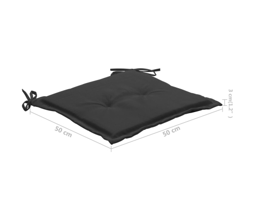 Sillas de jardín 6 uds madera maciza de teca cojines negro