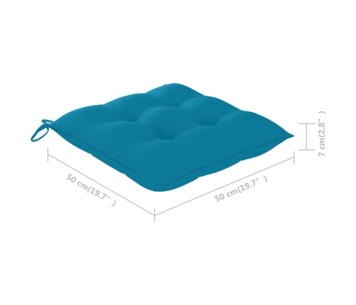 vidaXL Sillas de jardín 8 uds madera maciza de teca cojines azul claro