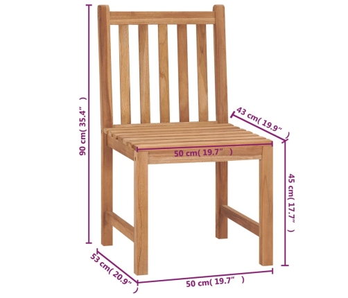 vidaXL Sillas de jardín 6 unidades con cojines madera maciza de teca