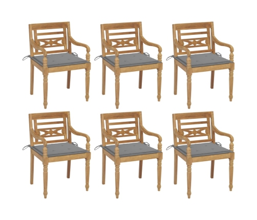 Sillas Batavia 6 unidades madera maciza de teca con cojines