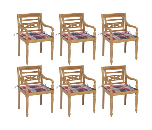 Sillas Batavia 6 unidades madera maciza de teca con cojines