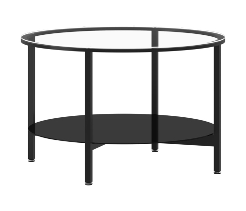 Mesa de centro vidrio templado negro y transparente 70 cm