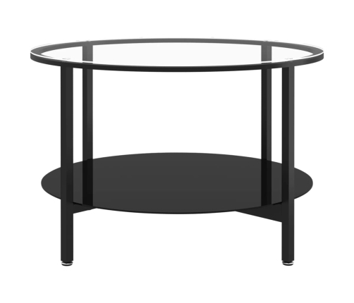 Mesa de centro vidrio templado negro y transparente 70 cm