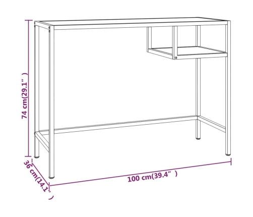 Escritorio para ordenador vidrio blanco mármol 100x36x74 cm