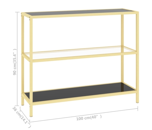 Estantería transparente y negro vidrio templado 100x36x90 cm