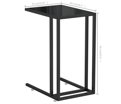 vidaXL Mesa auxiliar de ordenador vidrio transparente negro 50x35x65cm