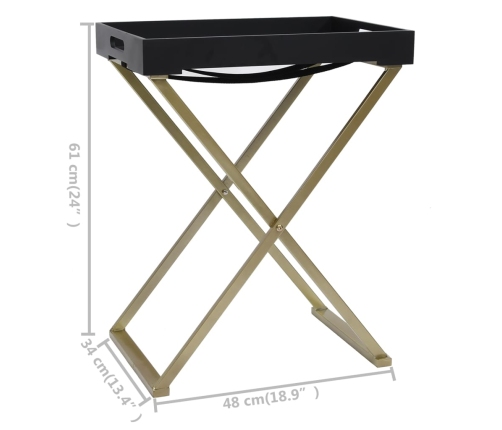 vidaXL Mesa plegable MDF dorado y negro 48x34x61 cm