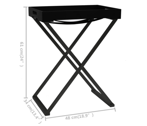 Mesa plegable MDF negra 48x34x61 cm