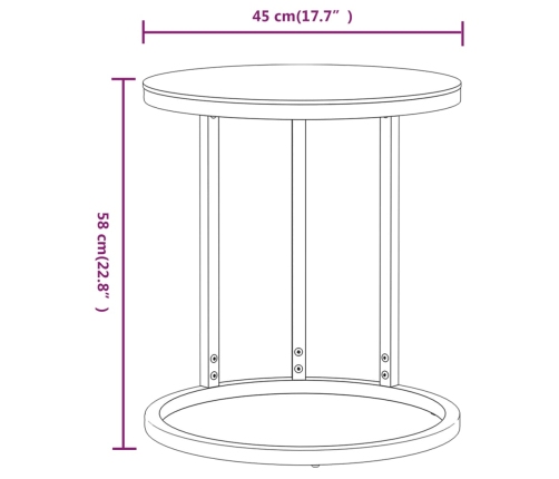 Mesa auxiliar vidrio templado transparente y dorado 45 cm