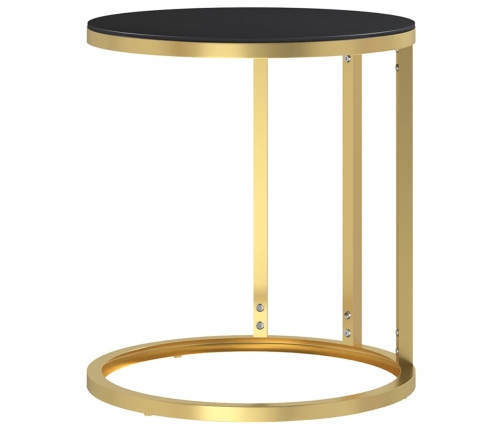 Mesa auxiliar vidrio templado negro y dorado 45 cm