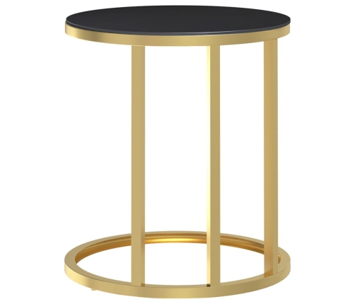 Mesa auxiliar vidrio templado negro y dorado 45 cm