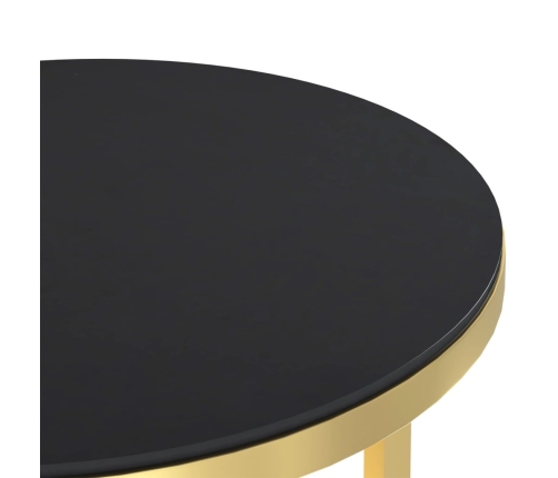 Mesa auxiliar vidrio templado negro y dorado 45 cm