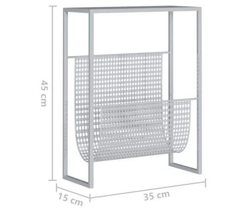 Revistero de acero plateado 35x15x45 cm