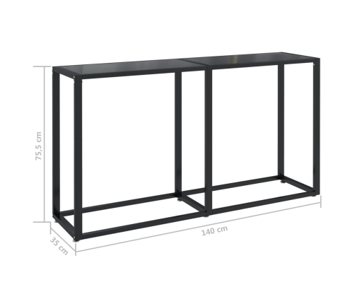 Mesa consola vidrio templado negro 140x35x75,5cm