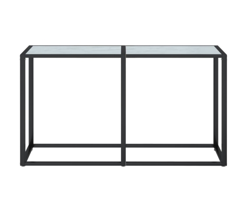 Mesa consola vidrio templado blanco mármol 140x35x75,5cm