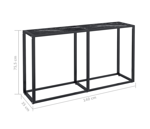 Mesa consola vidrio templado mármol negro 140x35x75,5cm