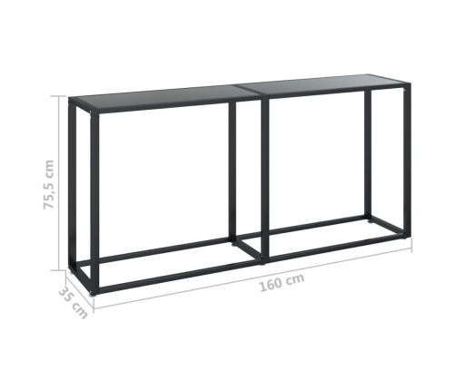 Mesa consola vidrio templado negro 160x35x75,5 cm