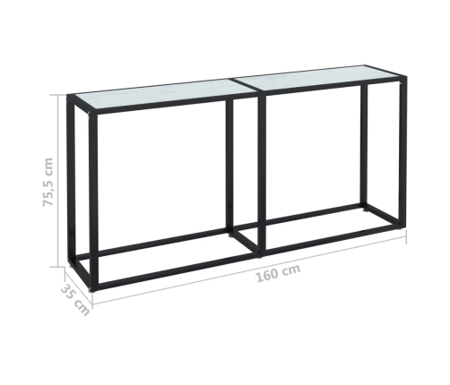 Mesa consola vidrio templado mármol blanco 160x35x75,5 cm