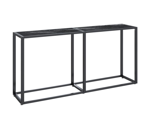 Mesa consola vidrio templado mármol negro 160x35x75,5 cm