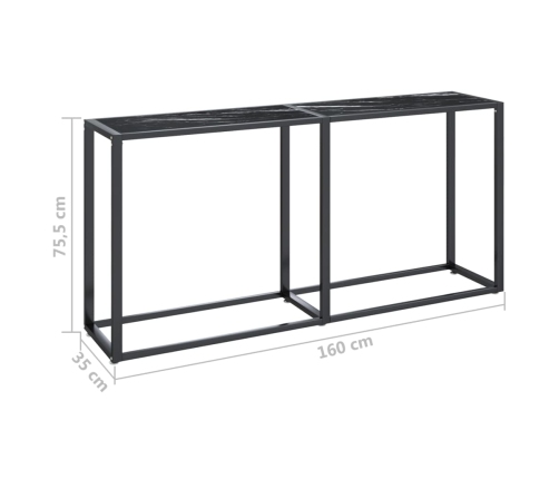 Mesa consola vidrio templado mármol negro 160x35x75,5 cm