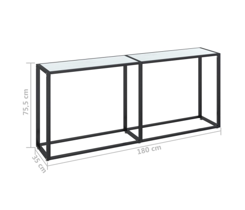 vidaXL Mesa consola vidrio templado mármol blanco 180x35x75,5 cm