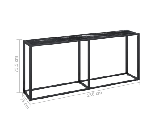 Mesa consola vidrio templado mármol negro 180x35x75,5 cm