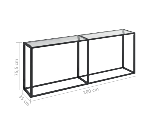 vidaXL Mesa consola vidrio templado transparente 200x35x75,5 cm