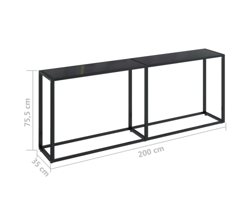 Mesa consola vidrio templado negro 200x35x75,5 cm