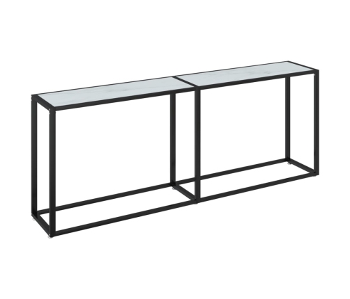 Mesa consola vidrio templado mármol blanco 200x35x75,5 cm