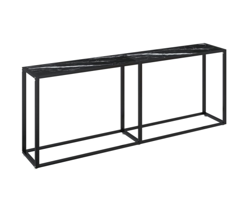 Mesa consola vidrio templado mármol negro 200x35x75,5 cm