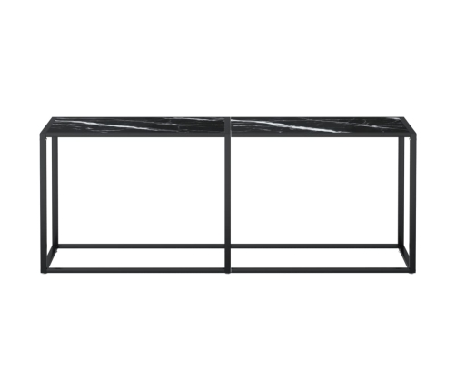 Mesa consola vidrio templado mármol negro 200x35x75,5 cm