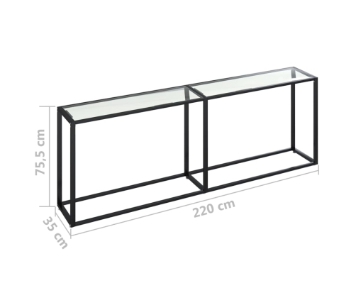 Mesa consola vidrio templado transparente 220x35x75,5 cm