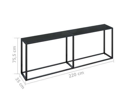 Mesa consola vidrio templado negro 220x35x75,5 cm