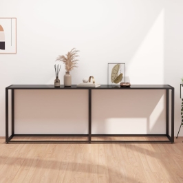 Mesa consola vidrio templado negro 220x35x75,5 cm