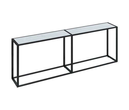 Mesa consola vidrio templado mármol blanco 220x35x75,5 cm