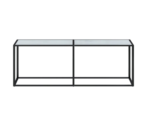 vidaXL Mesa consola vidrio templado mármol blanco 220x35x75,5 cm