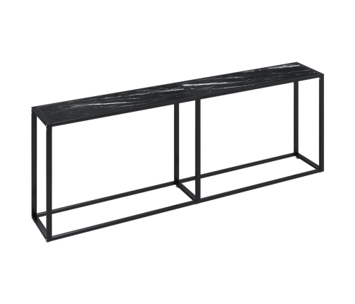 Mesa consola vidrio templado mármol negro 220x35x75,5 cm