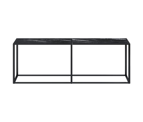 Mesa consola vidrio templado mármol negro 220x35x75,5 cm