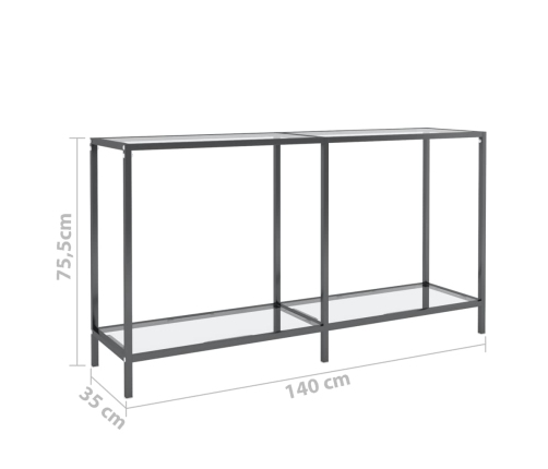 Mesa consola transparente vidrio templado 140x35x75,5 cm