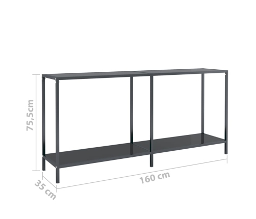 vidaXL Mesa consola vidrio templado negro 160x35x75,5 cm